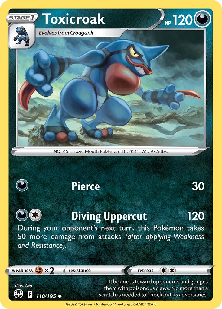 Toxicroak 110/195 UnCommon Reverse Holo Reverse Holo Silver Tempest NM/LP