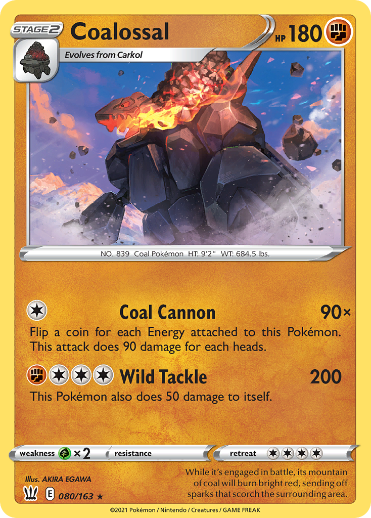 Coalossal 080/163 Rare Reverse Holo Battle Styles NM/LP
