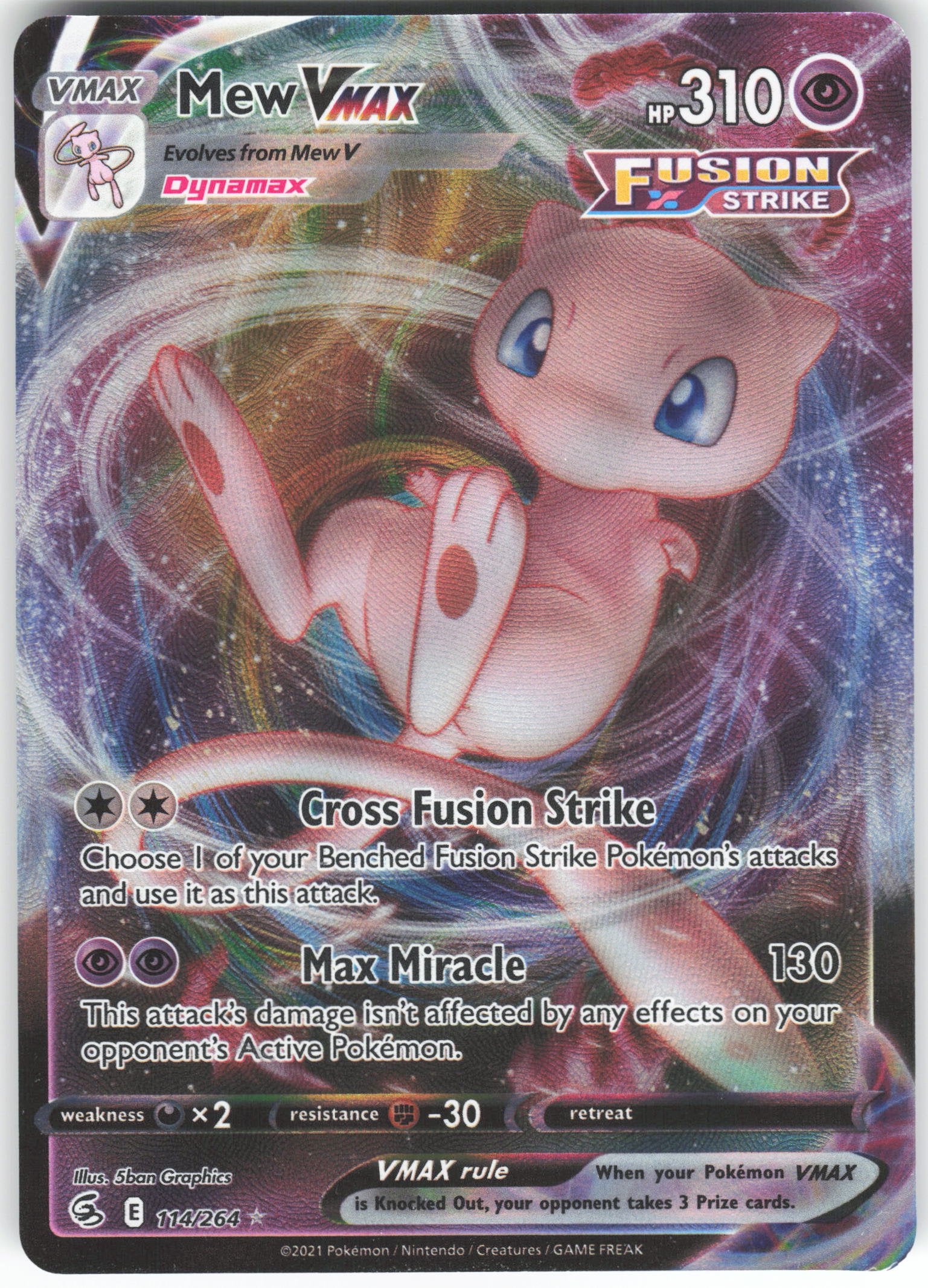 Mew VMAX Ultra Rare SWSH08: Fusion Strike 114/264 NM