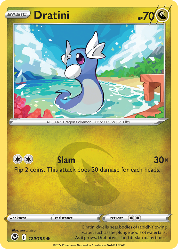 Dratini 129/195 Common Reverse Holo Silver Tempest NM/LP
