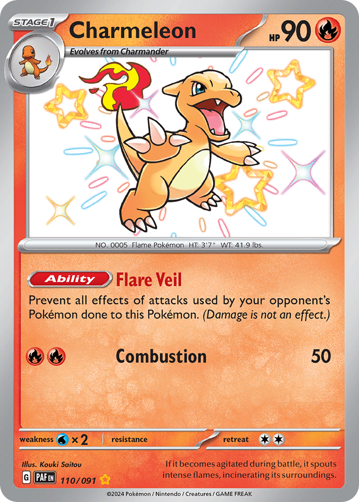 Charmeleon 110/091 Shiny Rare Paldean Fates NM/M