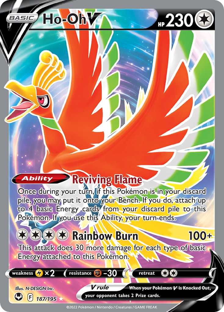 Ho-Oh V 187/195 Ultra Rare Silver Tempest NM/M