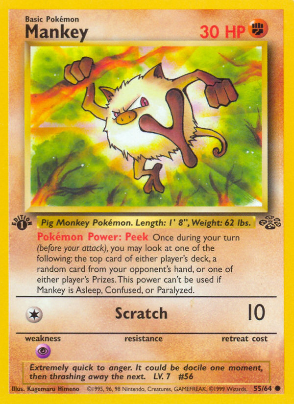 Mankey 55/64 Common Jungle Unlimited NM/M