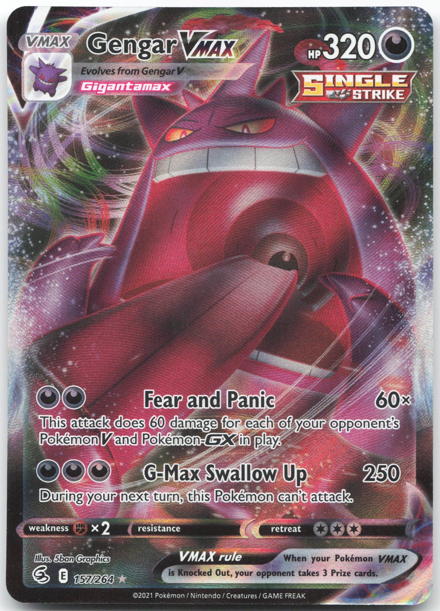 Gengar VMAX Ultra Rare SWSH08: Fusion Strike 157/264 NM