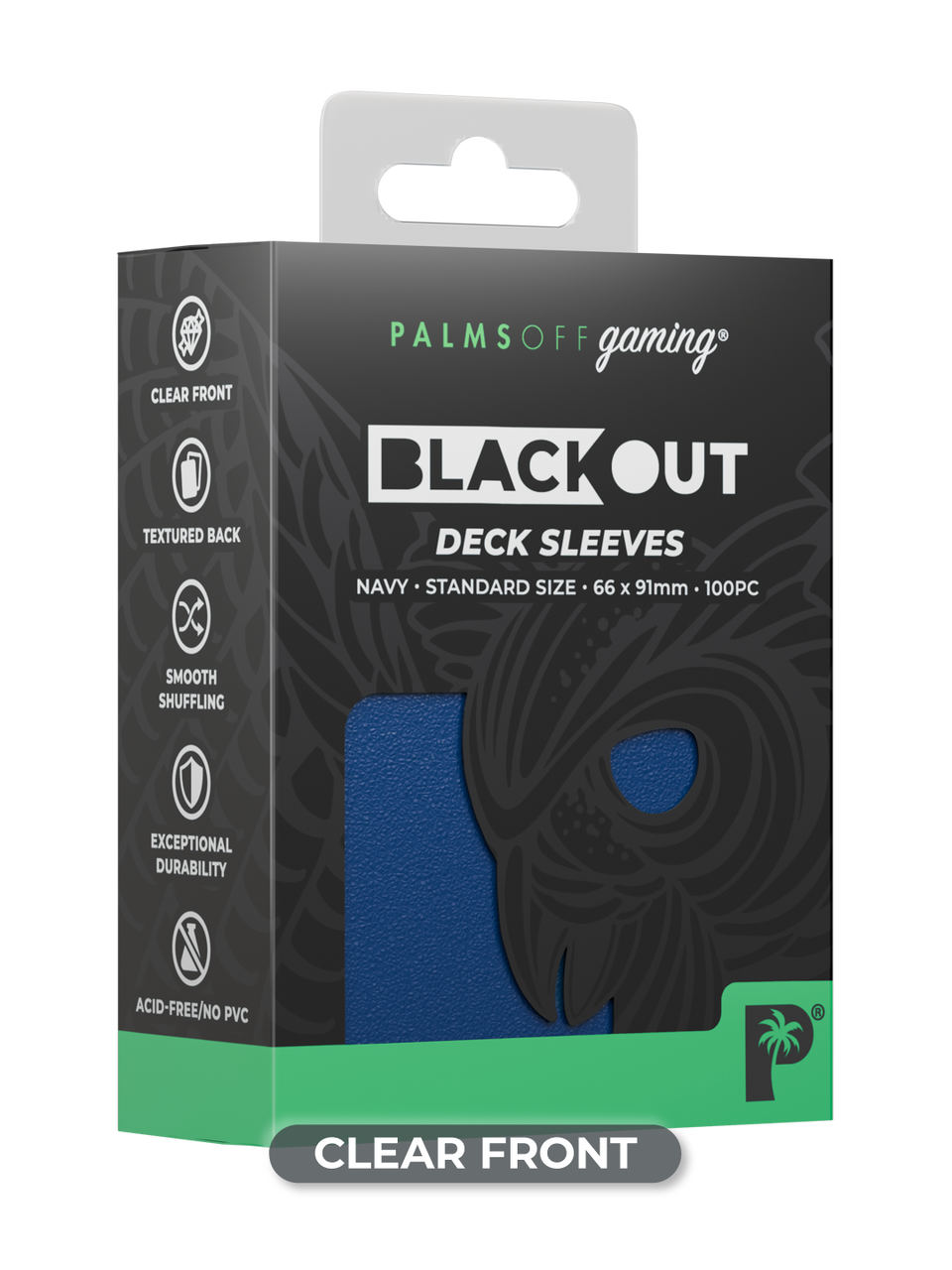 Palms Off Gaming | Blackout Deck Sleeves - Standard Size - Navy