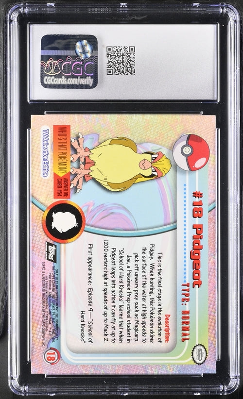CGC 8.5 Pidgeot Pokémon Topps 1999 Series 1 18 Second Print