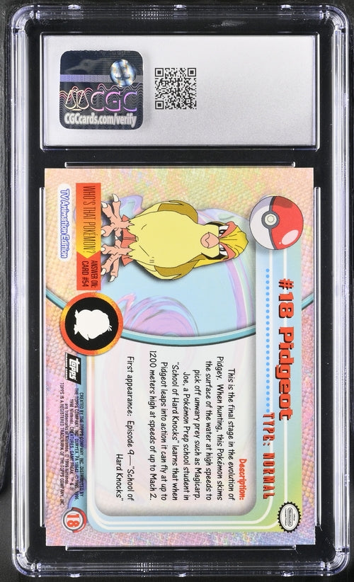 CGC 9 Pidgeot Pokémon Topps 1999 Series 1 18 Second Print