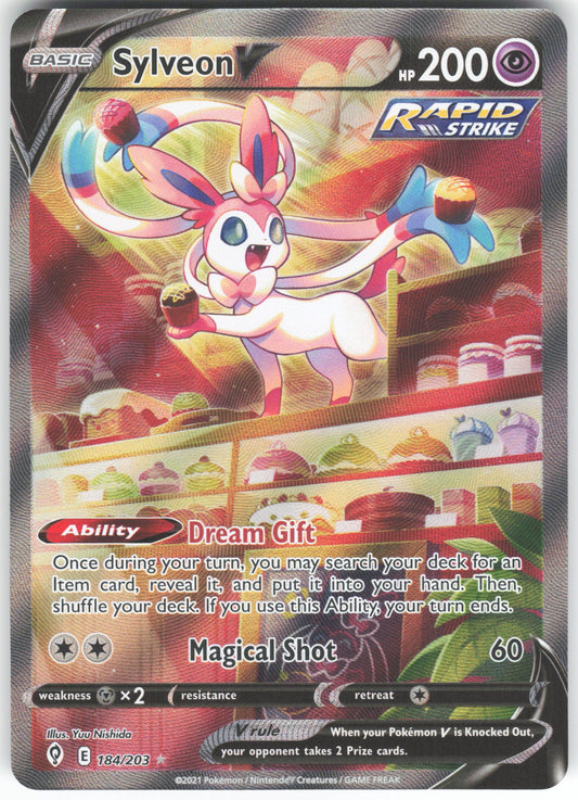 Sylveon V (Alternate Full Art) Ultra Rare SWSH07: Evolving Skies 184/203 NM