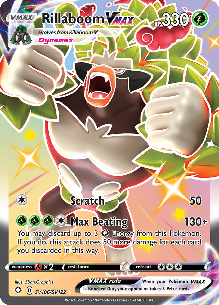 Rillaboom VMAX SV106/SV122 Ultra Rare Shining Fates Shiny Vault Holo NM/M