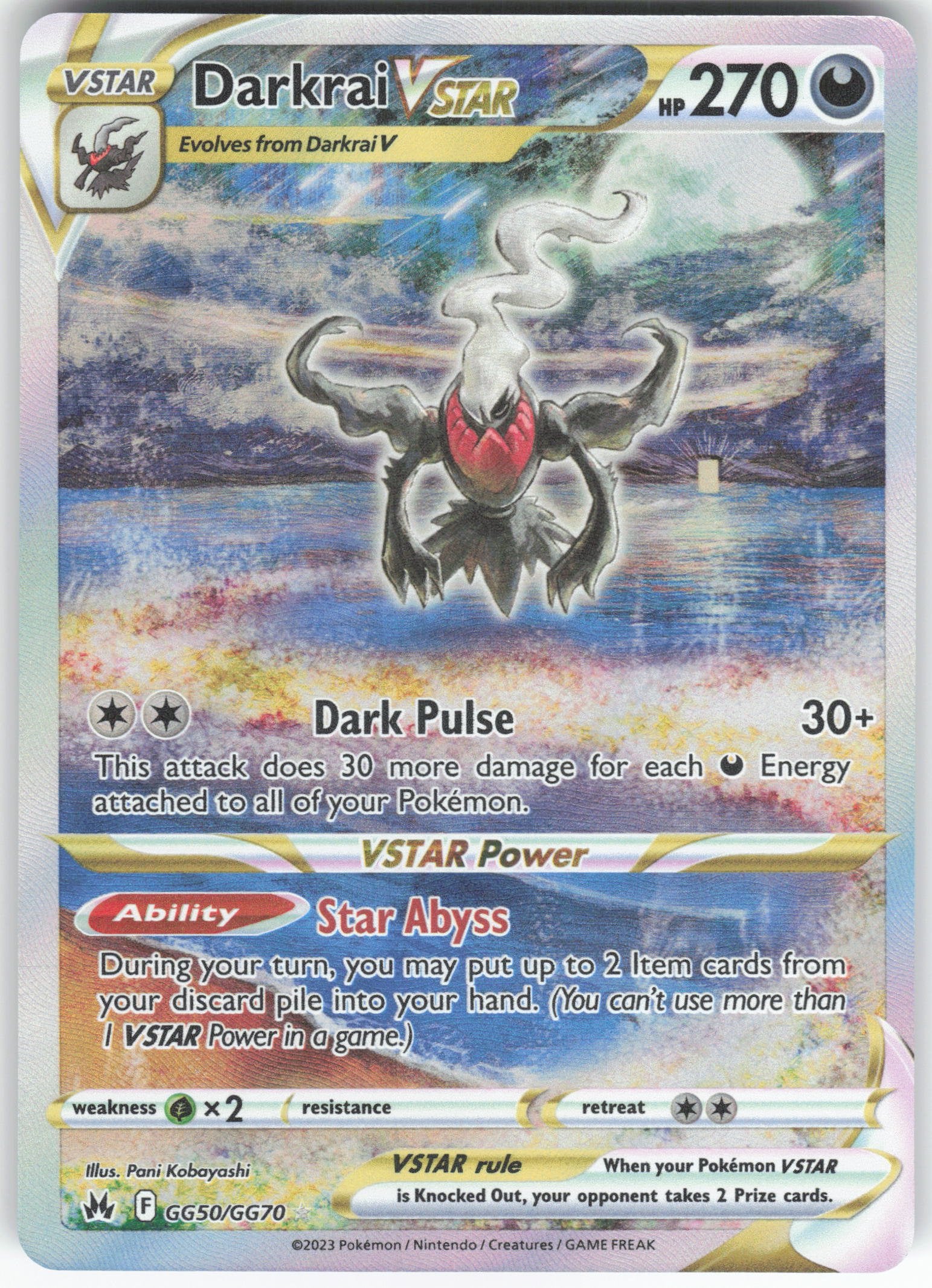 Darkrai VSTAR Ultra Rare Crown Zenith: Galarian Gallery GG50/GG70 NM