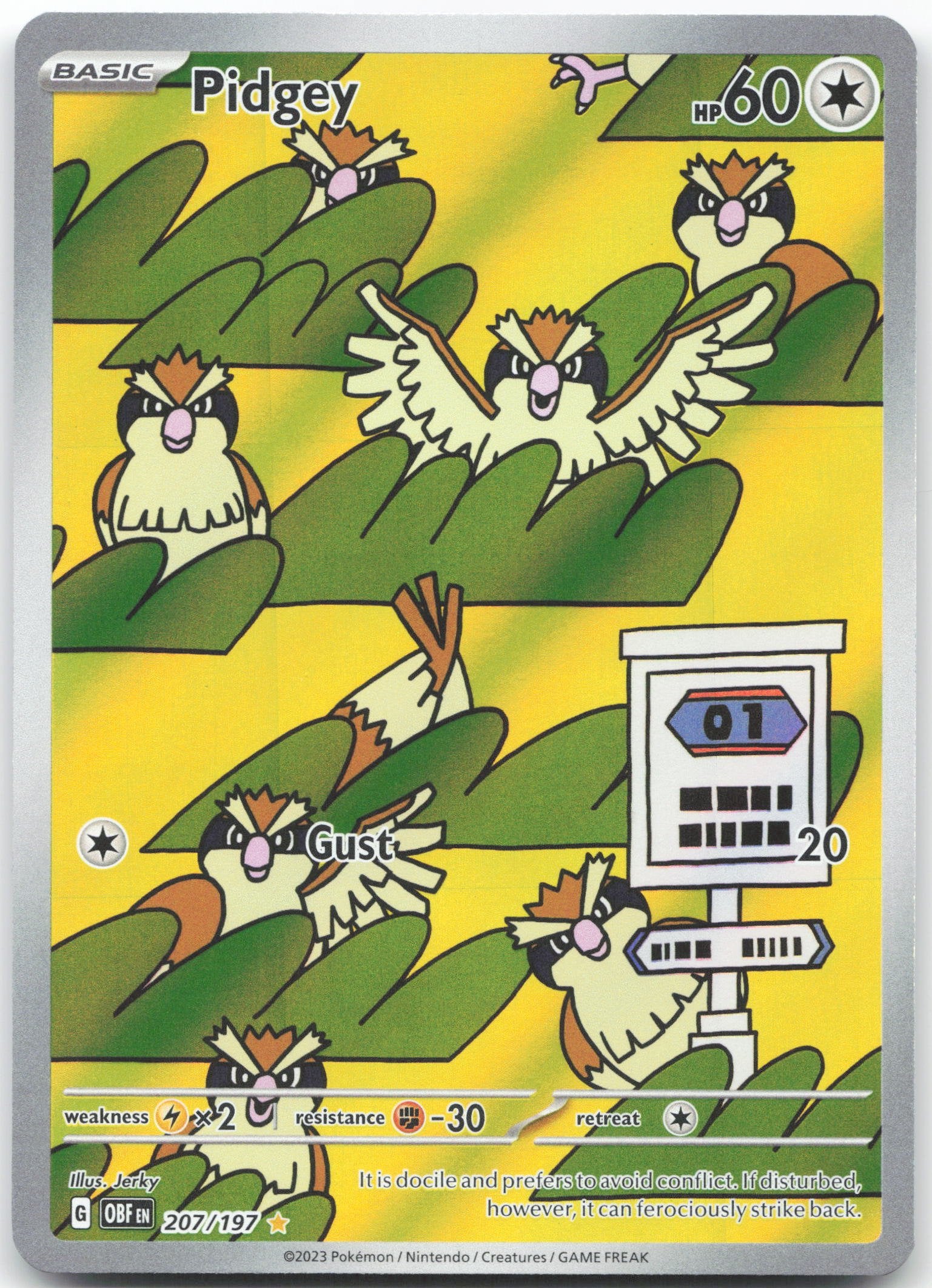 Pidgey - Illustration Rare SV03: Obsidian Flames 207/197 NM