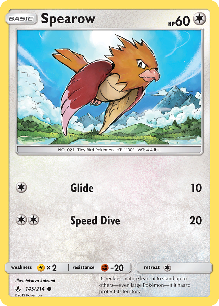 Spearow 145/214 Common Reverse Holo Unbroken Bonds NM/LP