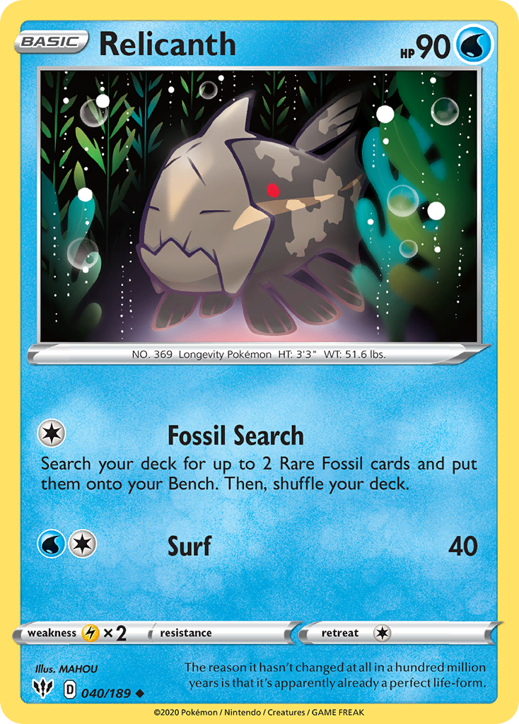 Relicanth 040/189 Uncommon Reverse Holo Darkness Ablaze NM/LP