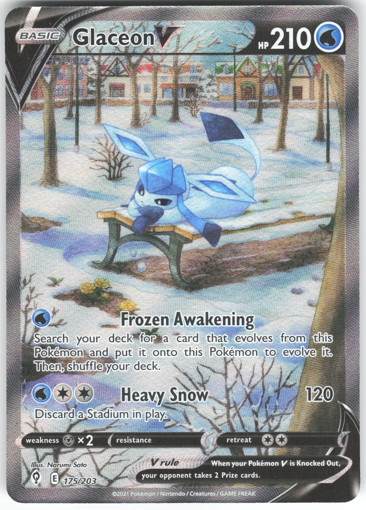 Glaceon V (Alternate Full Art) Ultra Rare SWSH07: Evolving Skies 175/203 NM