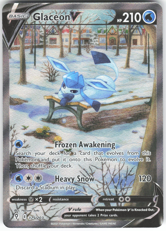 Glaceon V (Alternate Full Art) Ultra Rare SWSH07: Evolving Skies 175/203 NM