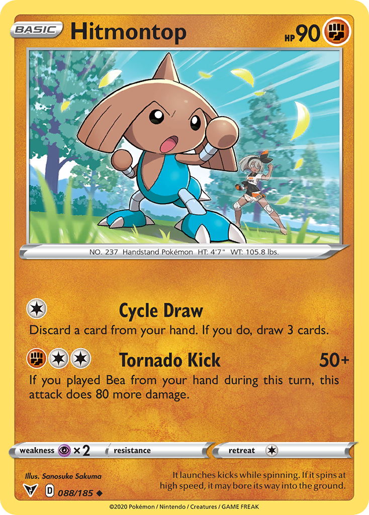 Hitmontop 088/185 Uncommon Reverse Holo Vivid Voltage NM/LP