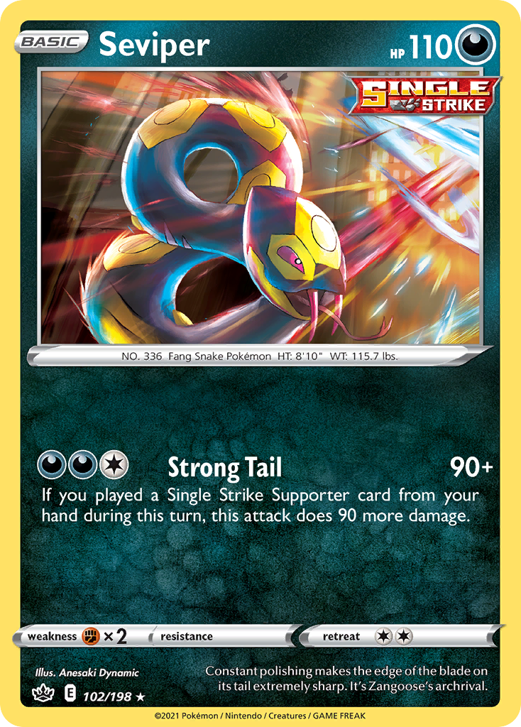 Seviper 102/198 Rare Reverse Holo Chilling Reign NM/LP