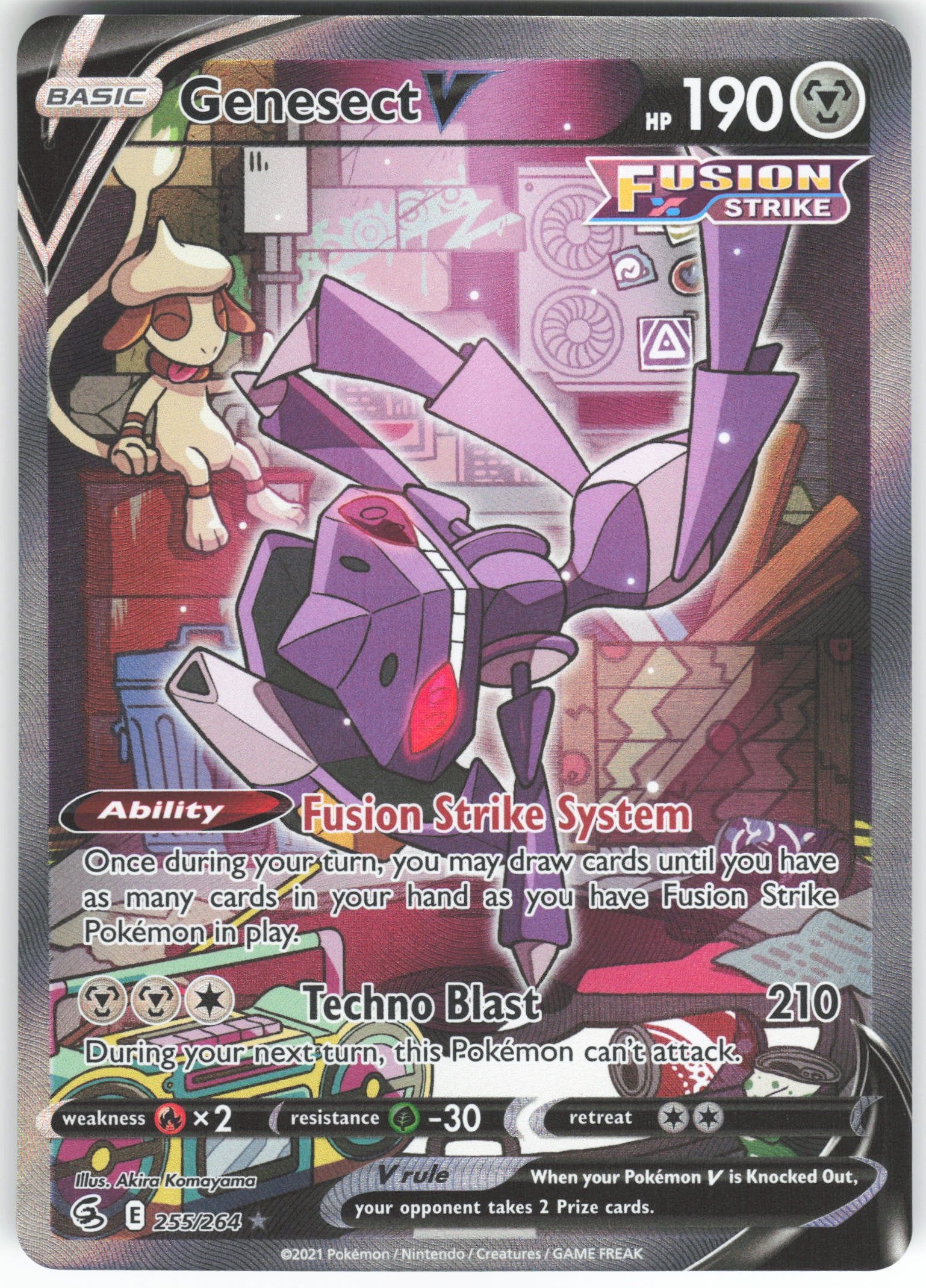 Genesect V (Alternate Full Art) Ultra Rare SWSH08: Fusion Strike 255/264 NM