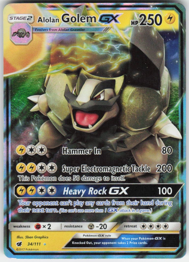 Alolan Golem GX Ultra Rare SM - Crimson Invasion 34/111 NM