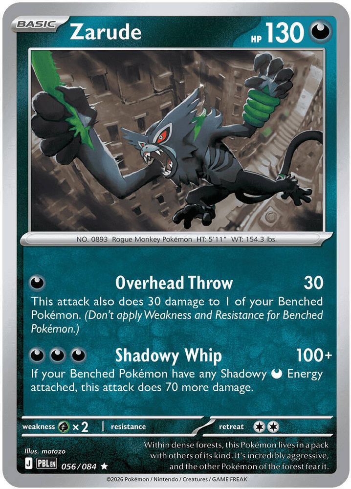 Zarude 056/084 Rare Holo Pitch Black NM/M