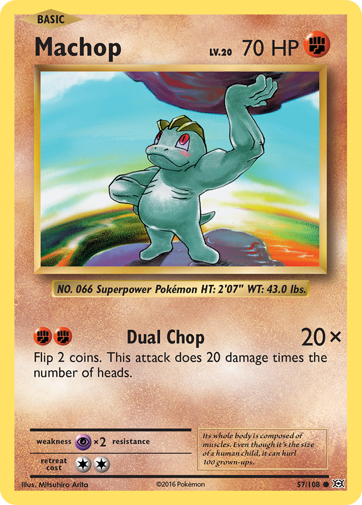 Machop 57/108 Common Reverse Holo Evolutions NM/LP