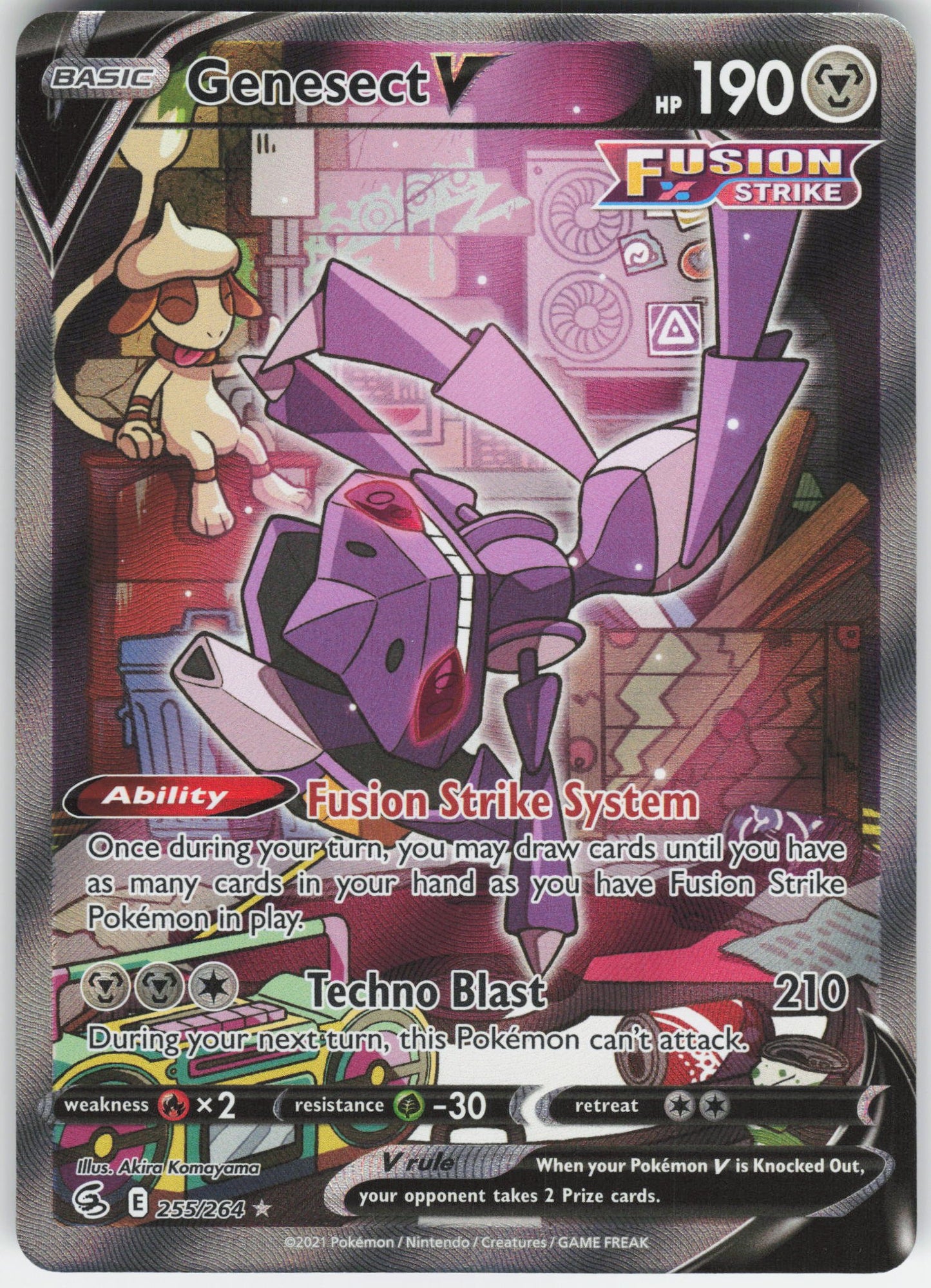 Genesect V (Alternate Full Art) Ultra Rare SWSH08: Fusion Strike 255/264 NM