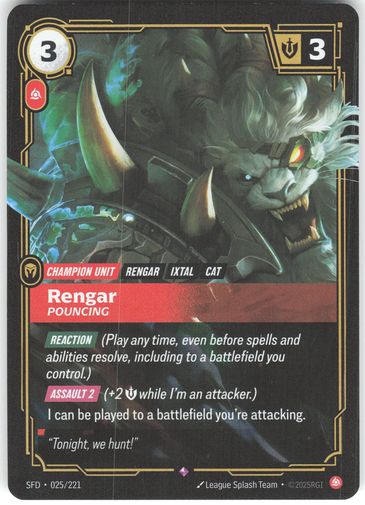 Rengar - Pouncing Rare Spiritforged 025/221 NM