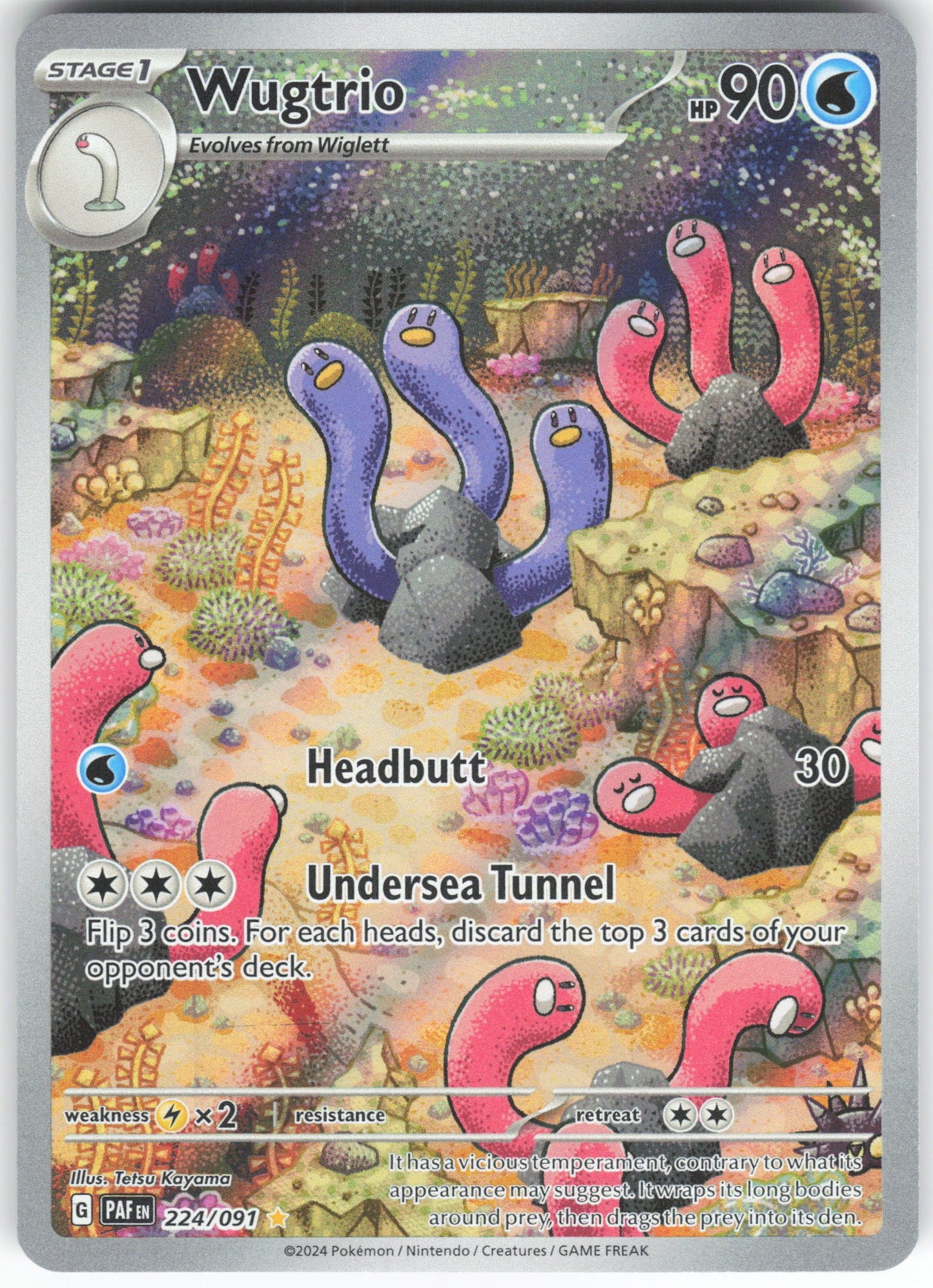 Wugtrio - Illustration Rare SV: Paldean Fates 224/091 NM