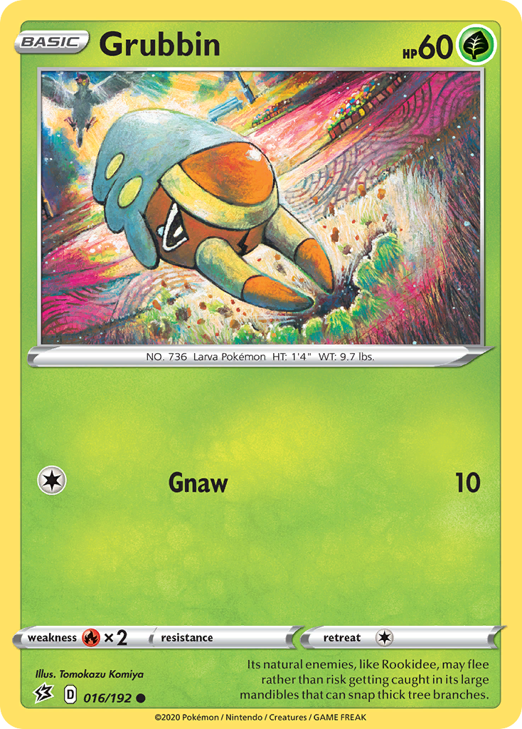 Grubbin 016/192 Common Reverse Holo Rebel Clash NM/LP