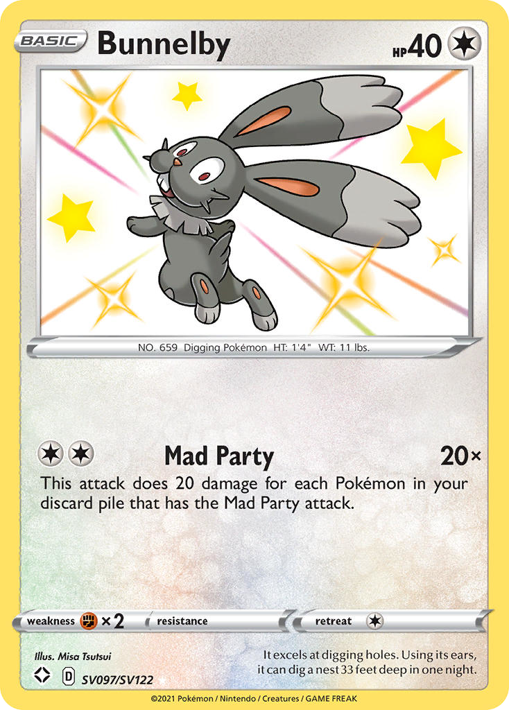 Bunnelby SV097/SV122 Shiny Rare Shining Fates Shiny Vault NM/M