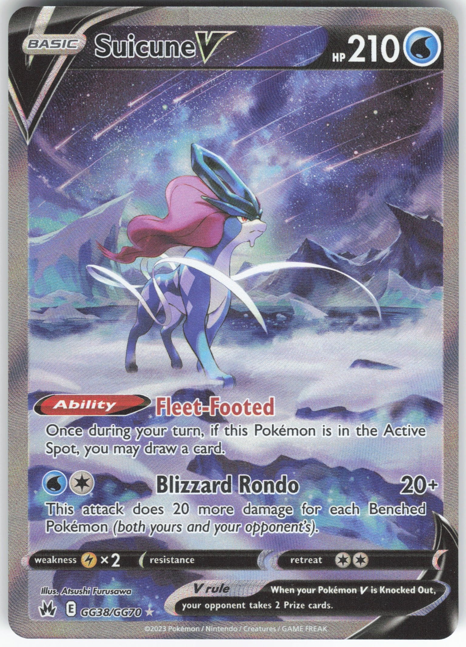 Suicune V Ultra Rare Crown Zenith: Galarian Gallery GG38/GG70 NM