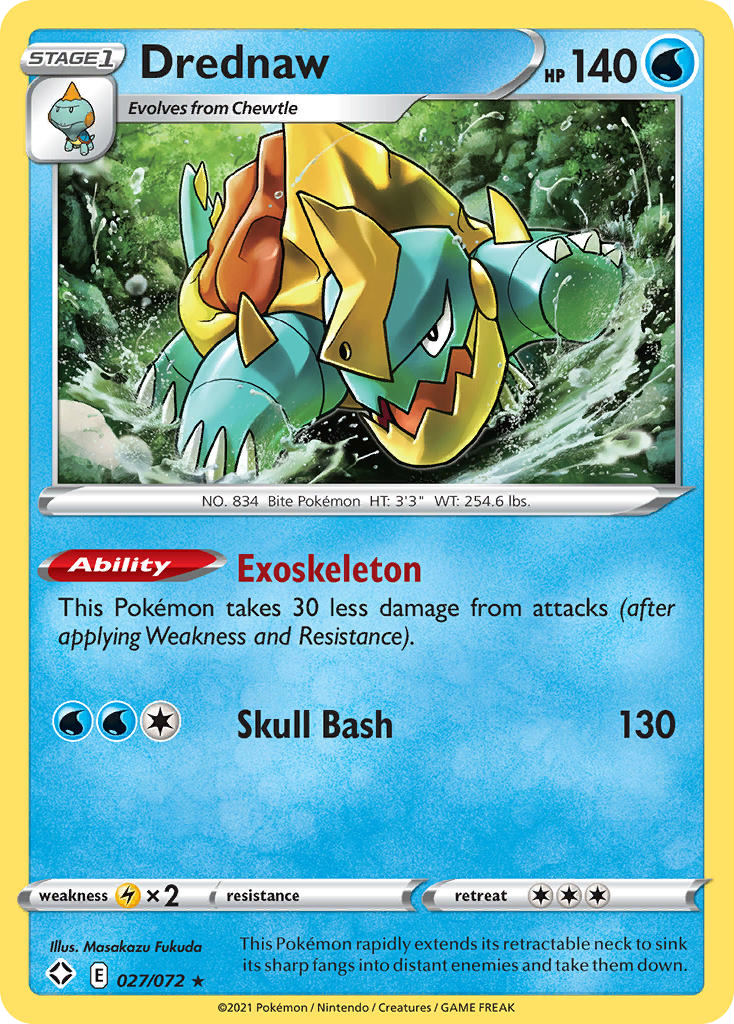 Drednaw 027/072 Rare Reverse Holo Shining Fates NM/LP