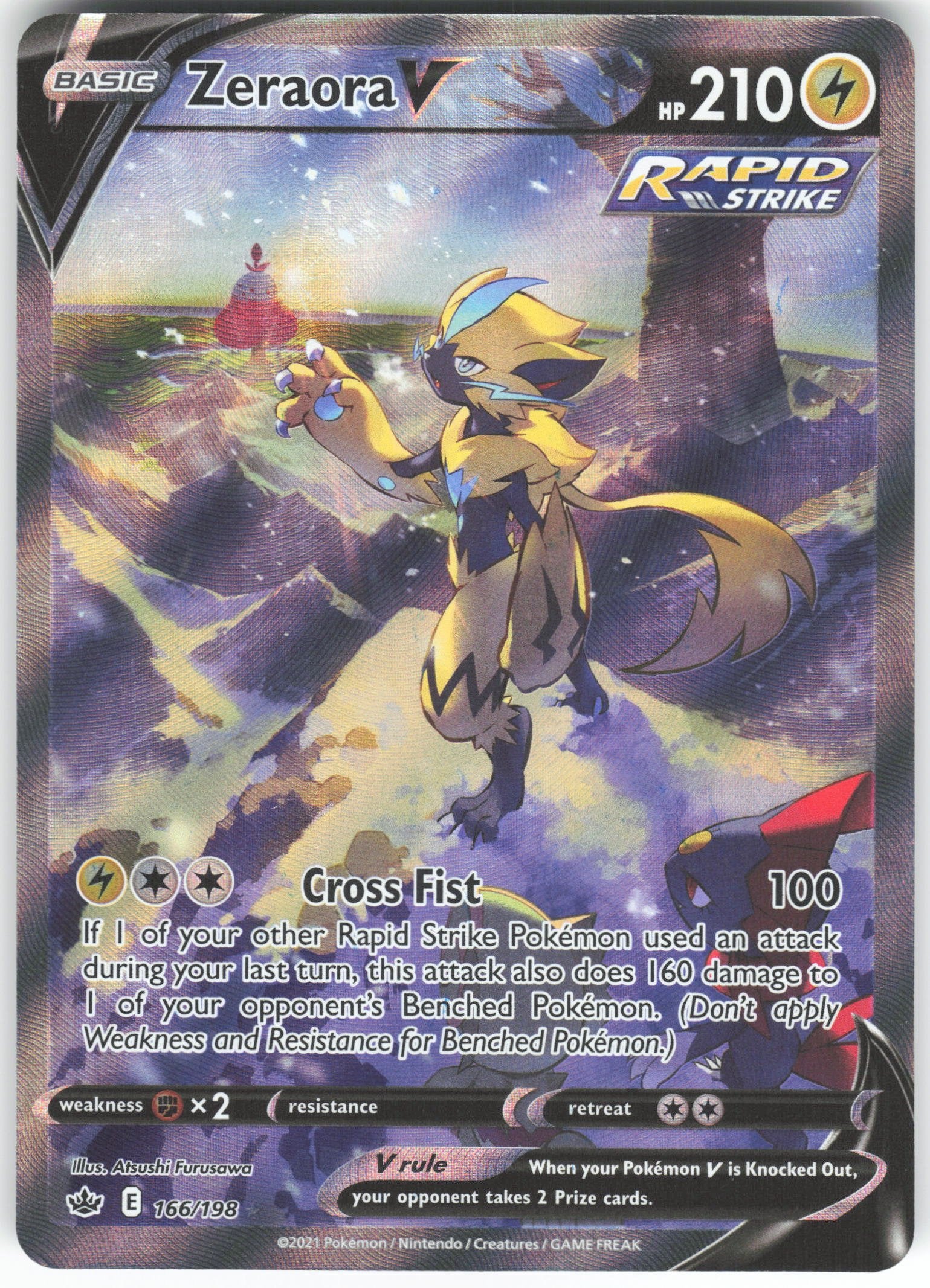 Zeraora V (Alternate Full Art) Ultra Rare SWSH06: Chilling Reign 166/198 NM