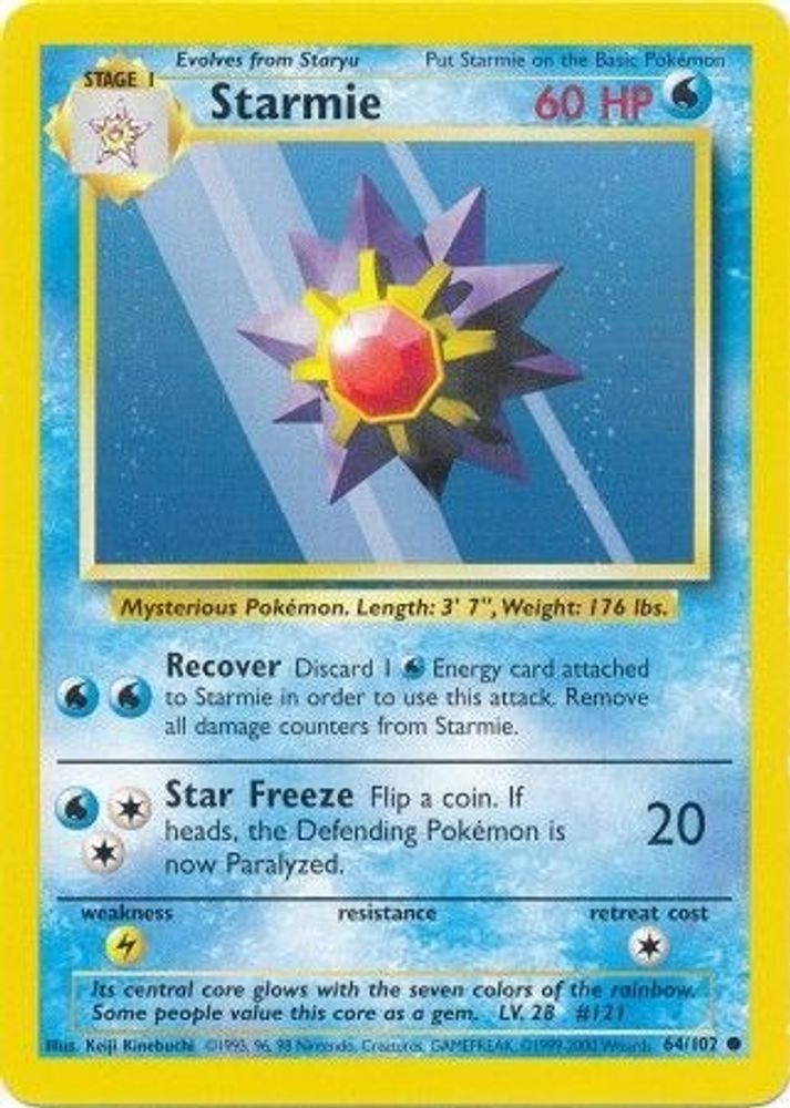 Starmie 64/102 Common Base Set Unlimited NM/M