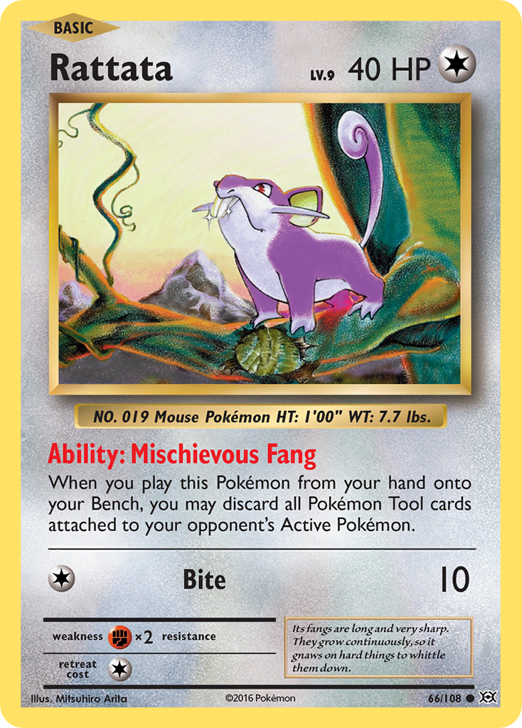 Rattata 66/108 Common Reverse Holo Evolutions NM/LP