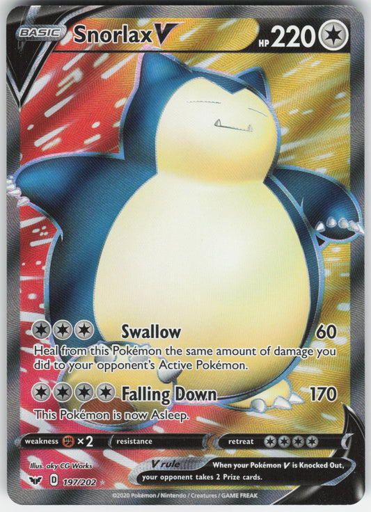 Snorlax V (Full Art) Ultra Rare SWSH01: Sword & Shield Base Set 197/202 NM