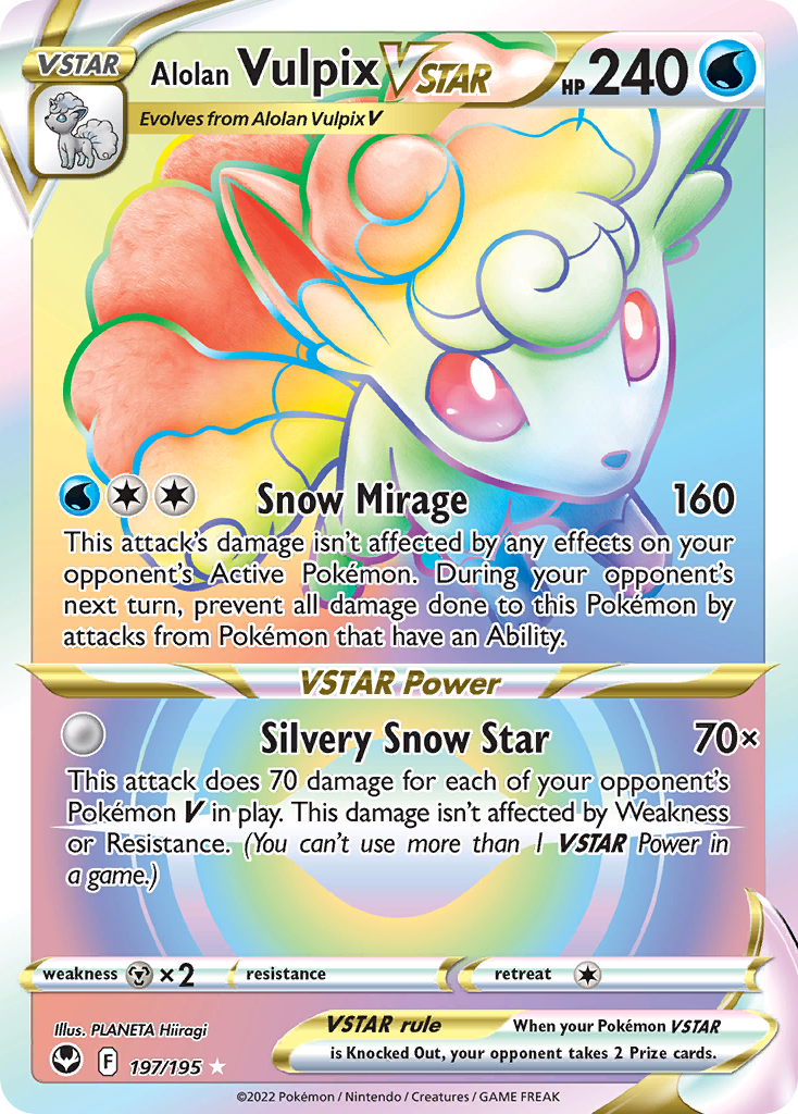Alolan Vulpix VSTAR 197/195 Rainbow Rare Silver Tempest NM/M