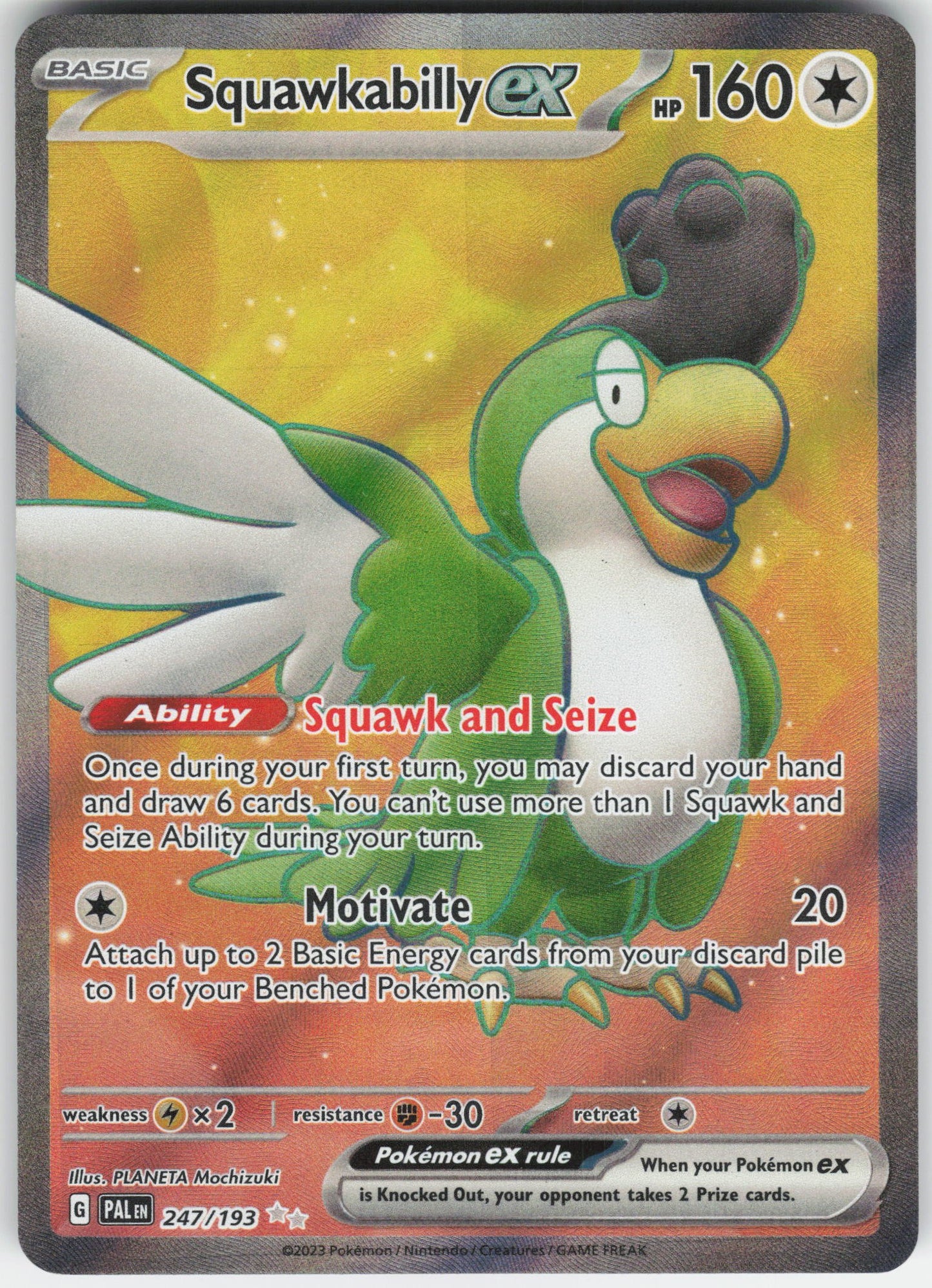 Squawkabilly ex - Ultra Rare SV02: Paldea Evolved 247/193 NM