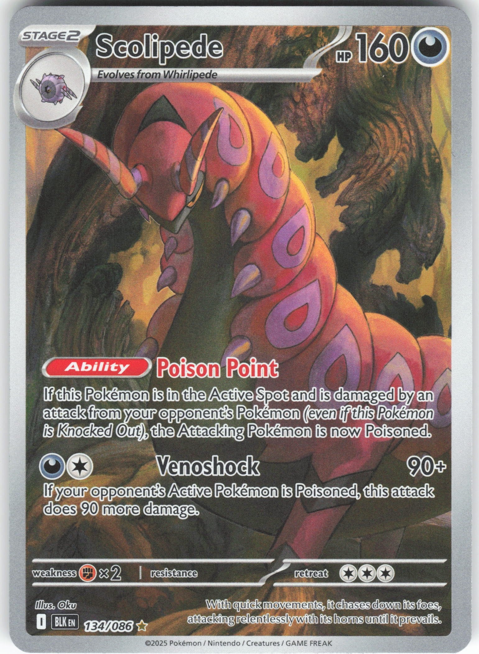 Scolipede Illustration Rare SV: Black Bolt 134/086 NM