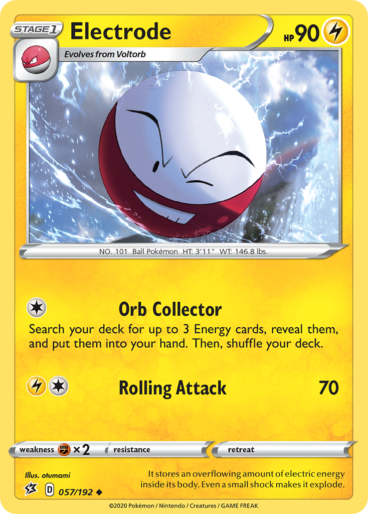 Electrode 057/192 Uncommon Reverse Holo Rebel Clash NM/LP
