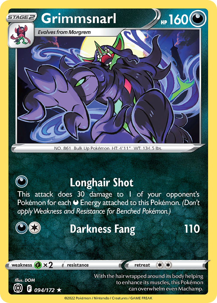 Grimmsnarl 094/172 Rare Reverse Holo Brilliant Stars NM/LP