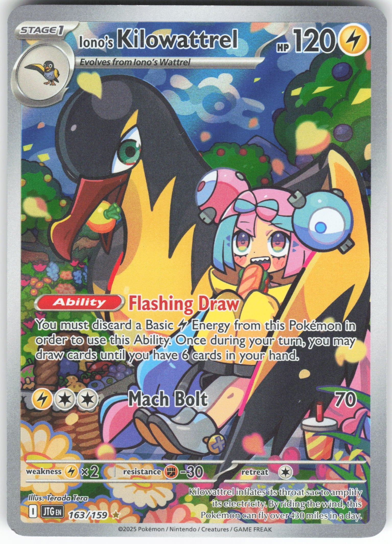 Iono's Kilowattrel - Illustration Rare SV09: Journey Together 163/159 NM