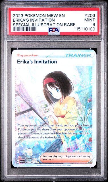 PSA 9 2023 POKEMON MEW EN-151 #203 ERIKA'S INVITATION SPECIAL ILLUSTRATION RARE