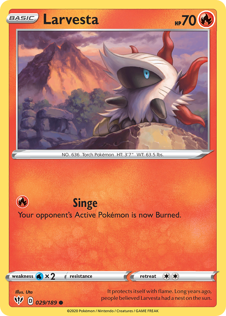 Larvesta 029/189 Common Reverse Holo Darkness Ablaze NM/LP