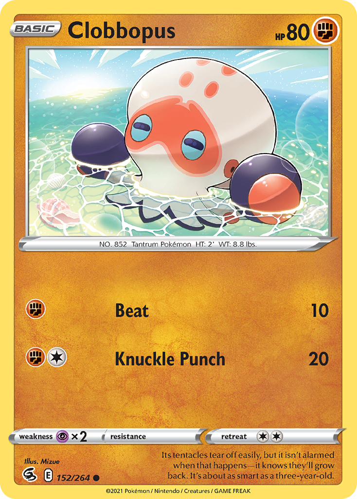 Clobbopus 152/264 Common Reverse Holo Fusion Strike NM/LP