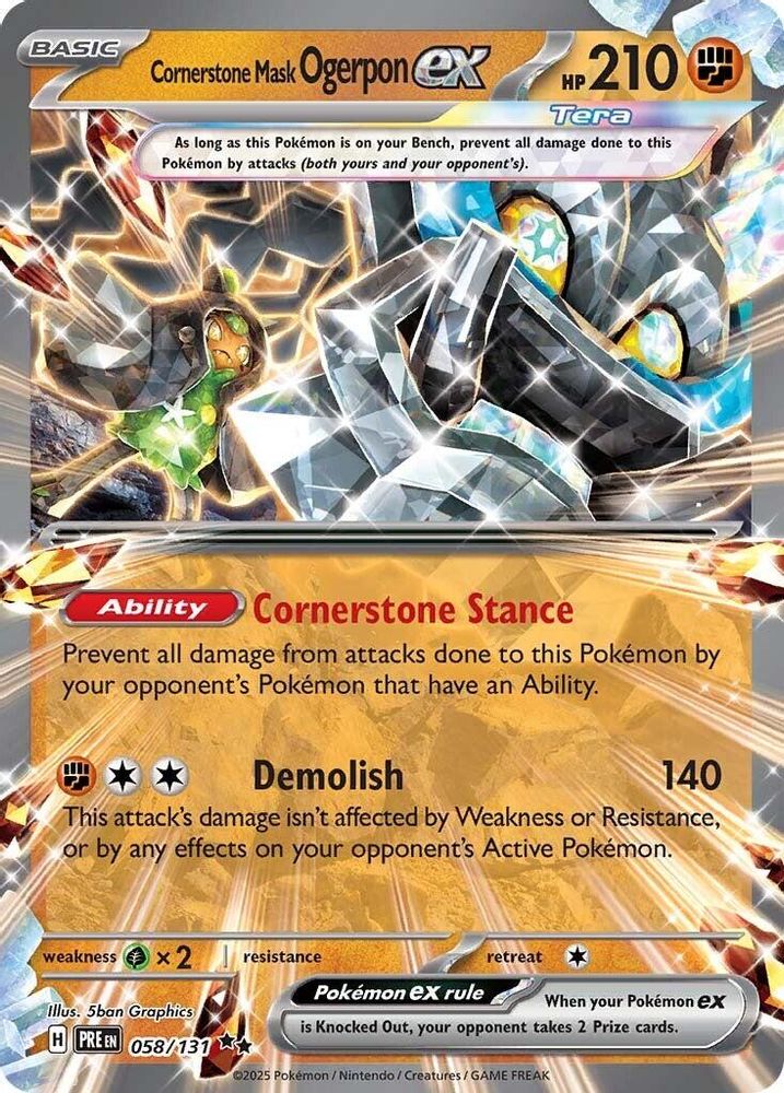 Cornerstone Mask Ogerpon ex 058/131 Double Rare Prismatic Evolutions Holo NM/M