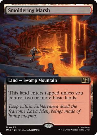 Smoldering Marsh (Extended Art) 493 Rare Commander: Marvel Super Heroes NM/M