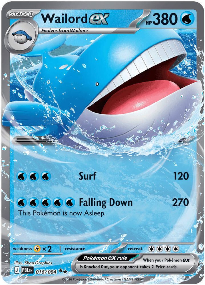 Wailord ex 016/084 Double Rare Holo Pitch Black NM/M