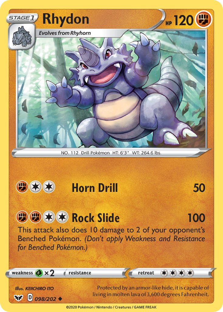 Rhydon 098/202 UnCommon Reverse Holo Reverse Holo Sword & Shield NM/LP