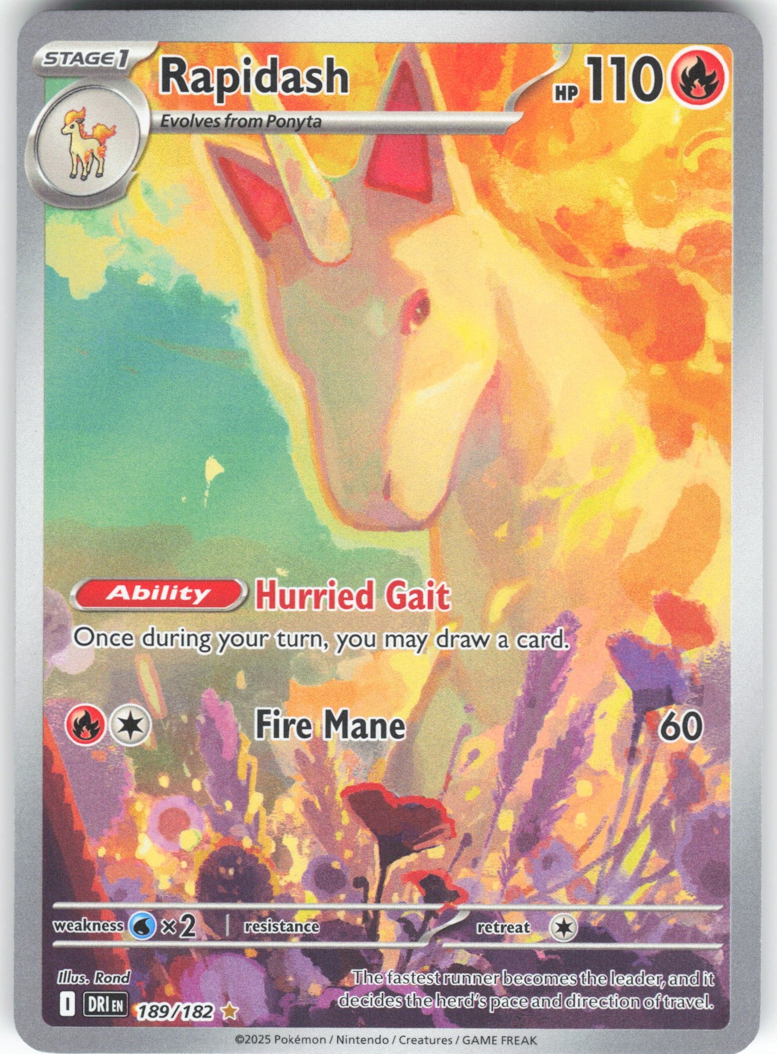Rapidash Illustration Rare SV10: Destined Rivals 189/182 NM